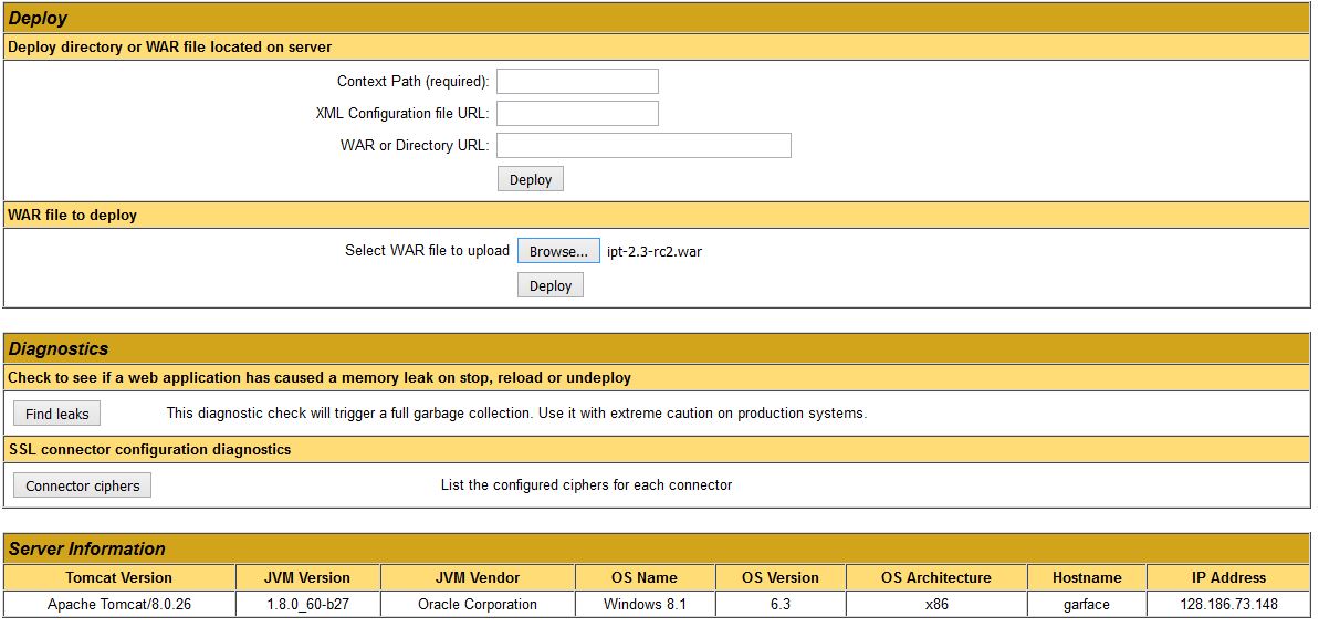 Tomcat Manager Page